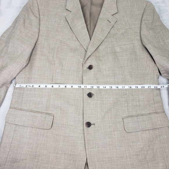 Linen Wool Alfani Men's Tan Sport Coat Blazer Suit Jacket R 46 Light Business - Picture 11 of 16